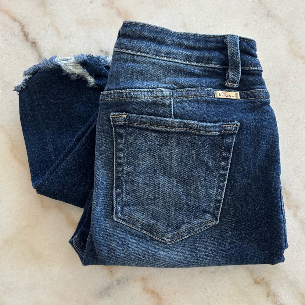 KanCan High Rise Curvy Dark Distressed Jeans